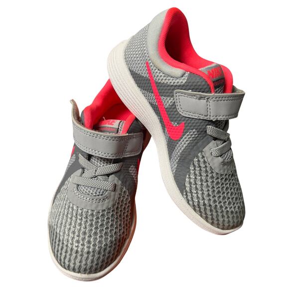 Nike Other - Nike Revolution 4 TDV Toddler Shoes 9C Gray Pink Hook Loop Running Sneakers New